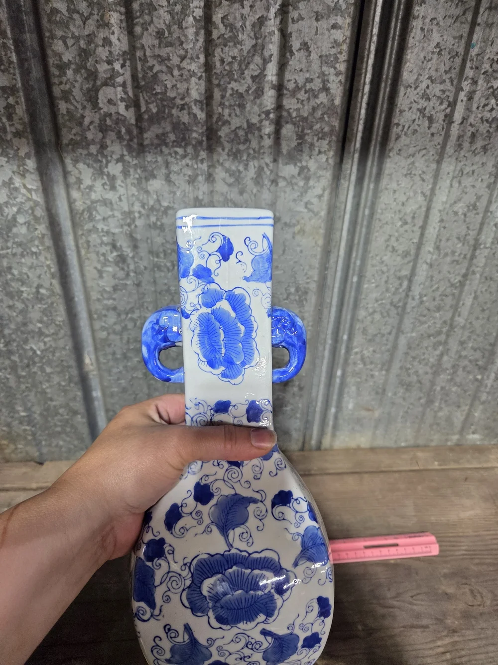 Blue and White Floral Porcelain Vase